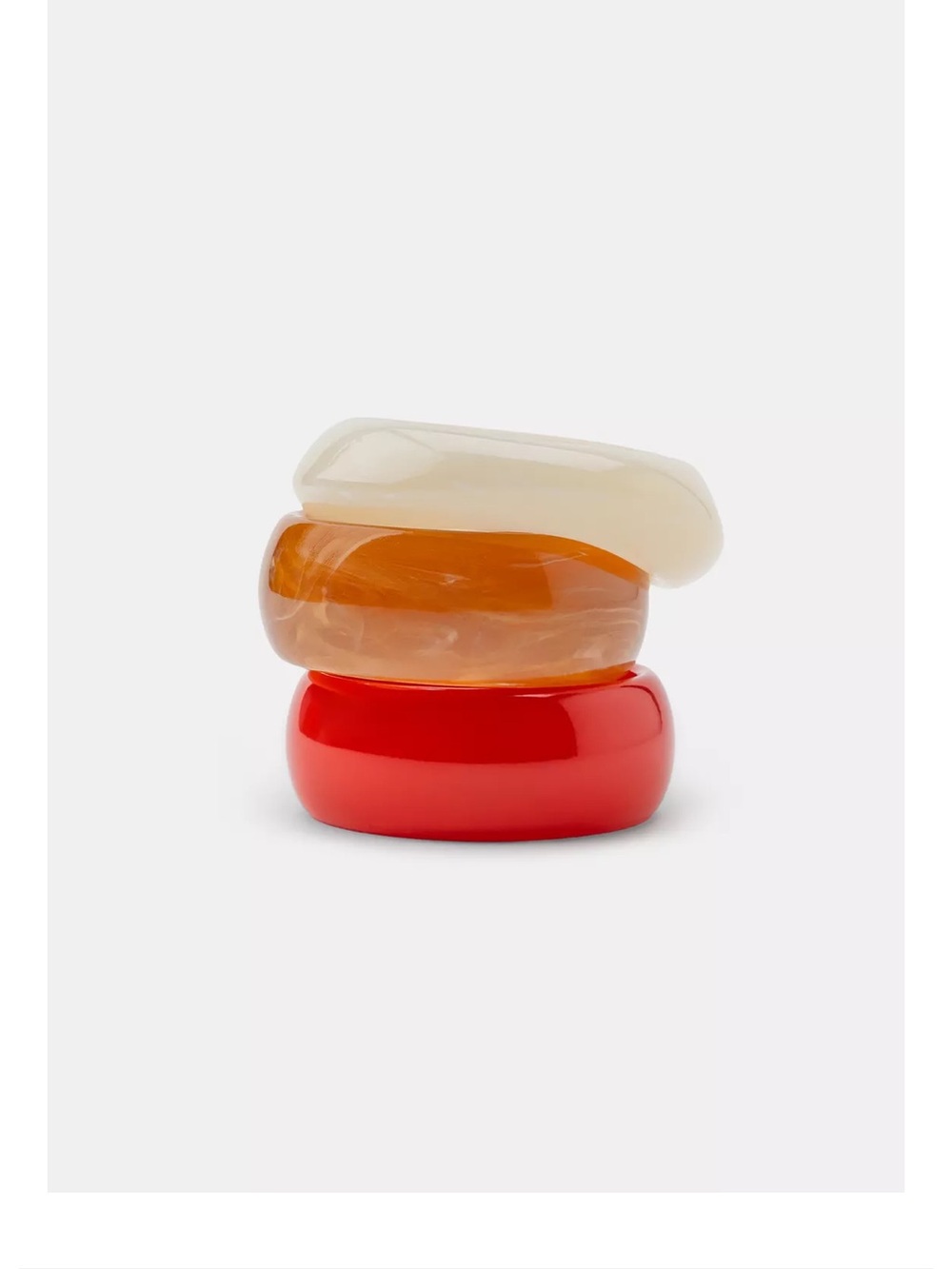 Zara Red Orange Cream Resin Stackable Bracelets